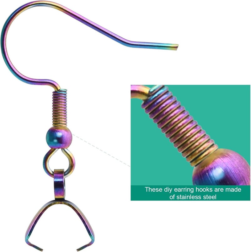 MENKEY Earring Hooks 50PCS/25Pairs, Stainless Steel Rainbow Ear Wires Fish Hooks, Hypo-allergenic Jewelry Findings Parts for DIY Jewelry Making - Image 4